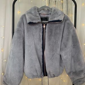 Lucky Brand Grey Faux Fur Jacket